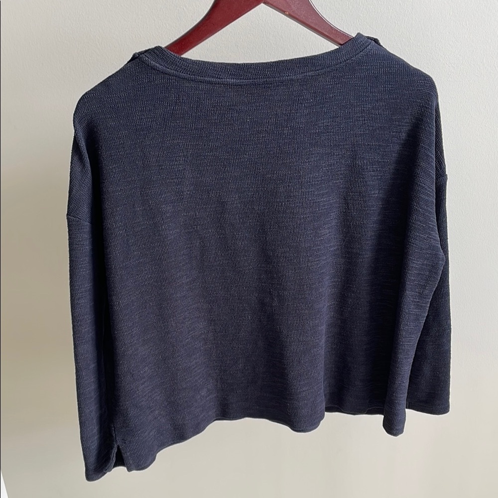Navy Button-Shoulder Sweater - Picture 4 of 5